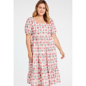 Jcrew Small white pink floral puff sleeve dress | cotton sun dress cottagecore